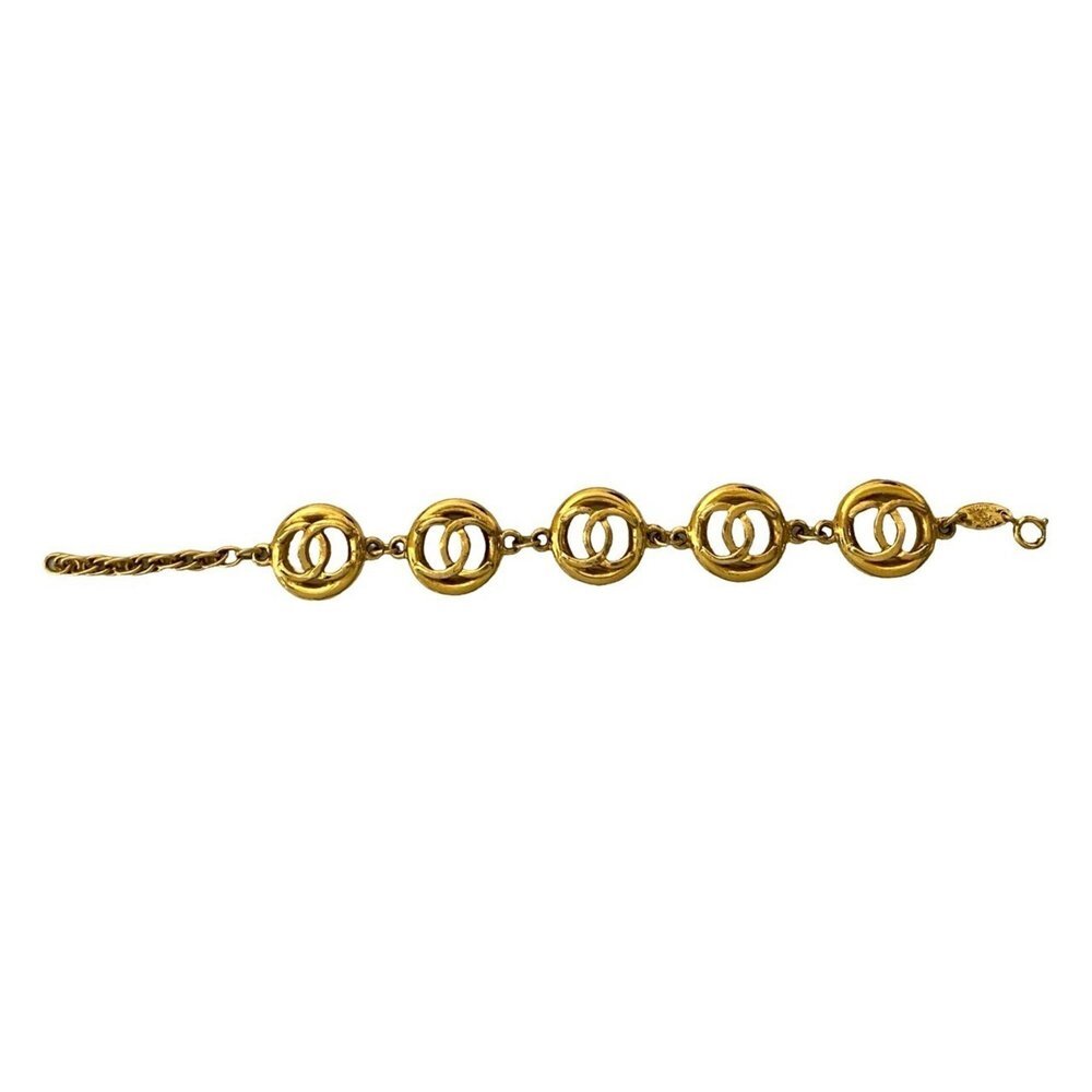 CHANEL Authentic Vintage Gold Logo Charm Bracelet - Picture 4 of 5